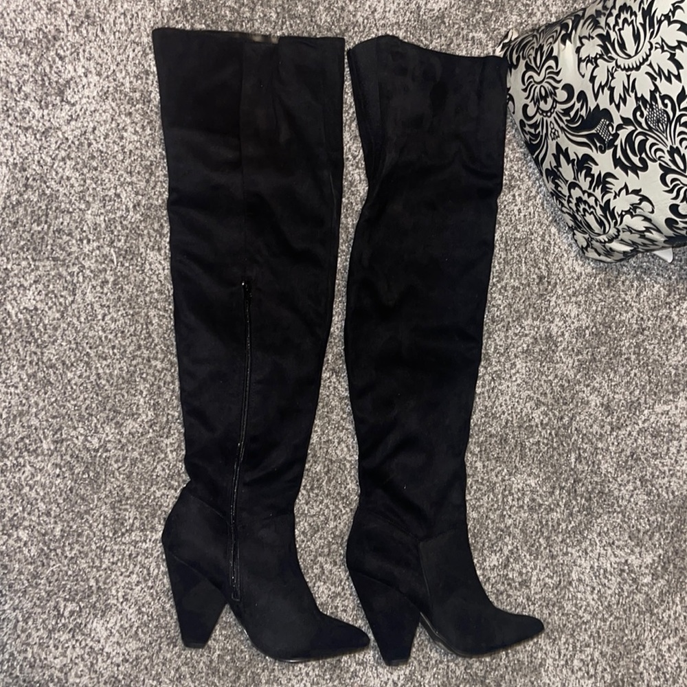 Thigh High Black Boots w/Heel